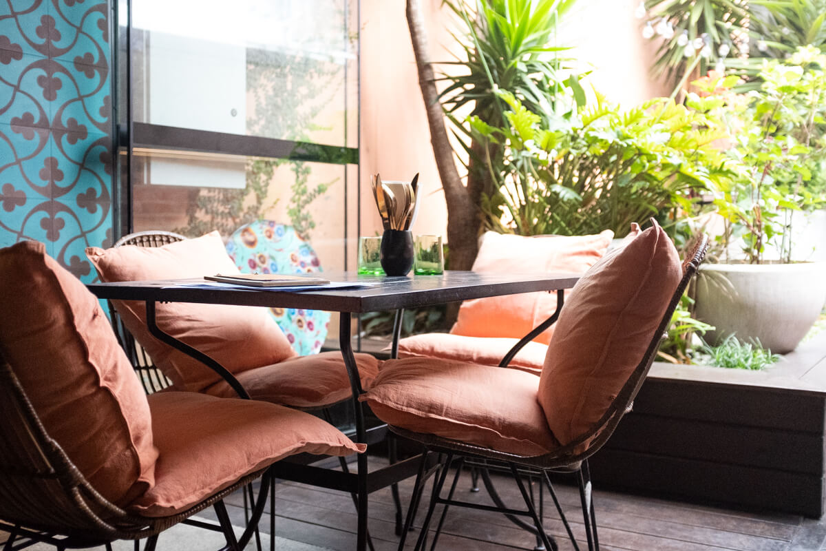 Fonda's indoor/outdoor courtyard up the back. Photo: Alex Blackwood